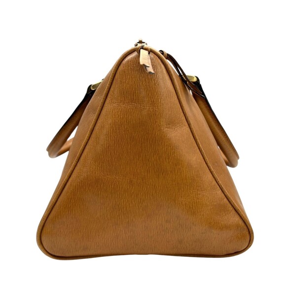 Valentino Garavani Mini Boston Handbag in Camel Brown Leather with V Logo and...